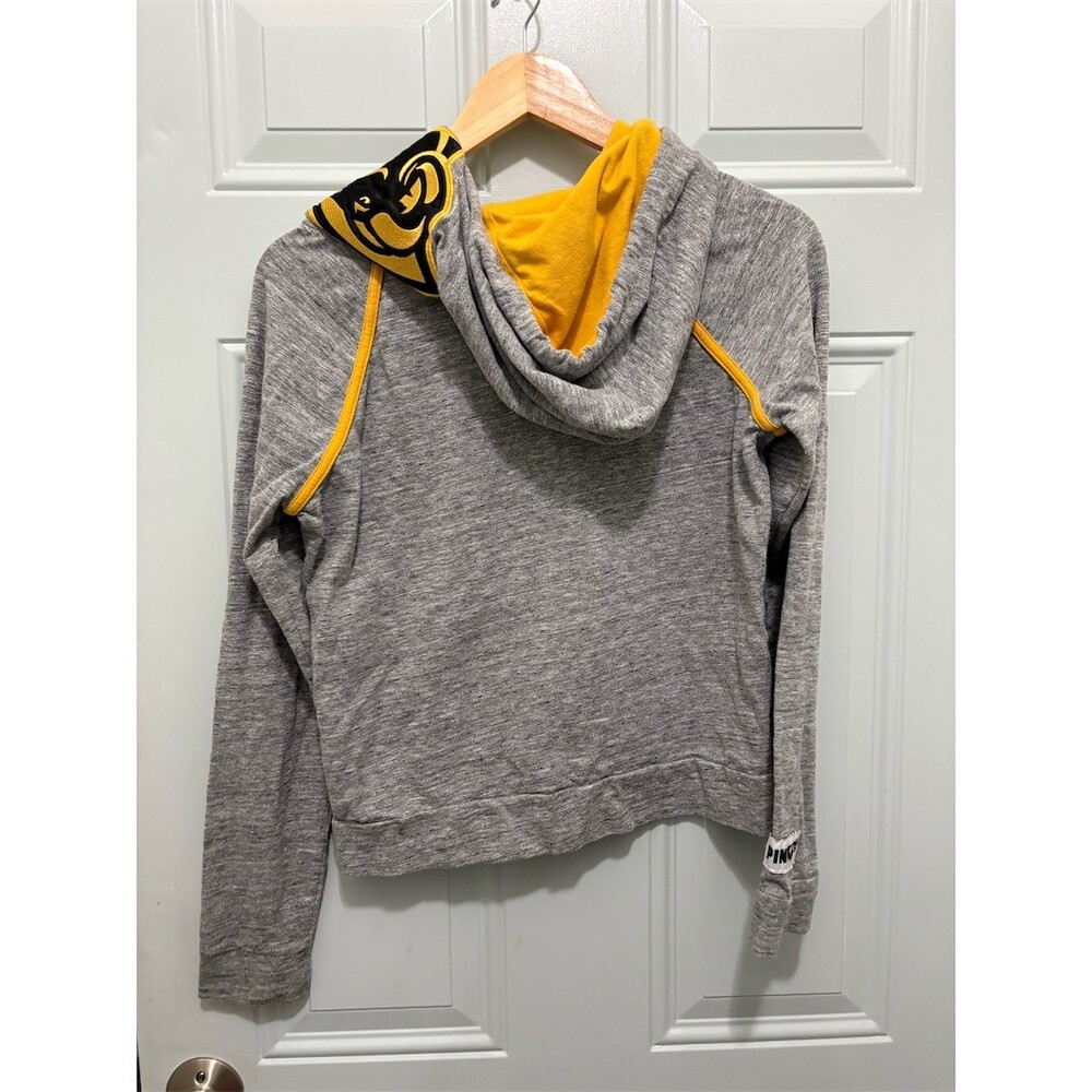 PINK Victoria’s Secret VCU Rams Hoodie Womens Small Heather Gray Yellow - Picture 6 of 9
